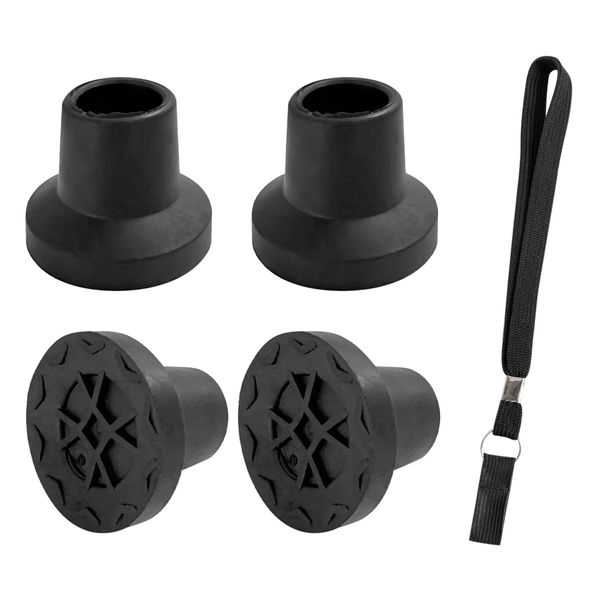 4 Cane Foot Pads, 1 Cane Hand Rope, Replacement Foot Pad, Non-Slip Spare Foot Pad, Cane Ferrule, Cane Accessories, Cane Ferrule