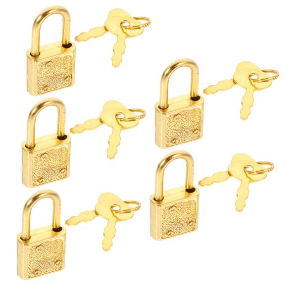 Totority Kids Min iLocks with Keys Toy 5Pcs Kids Suit Padlock with Key Mini Diary Padlocks Gold Small Luggage Locks with Keys for Jewelry Boxes Keys Small Antique Keys Treasure Chest Accessories