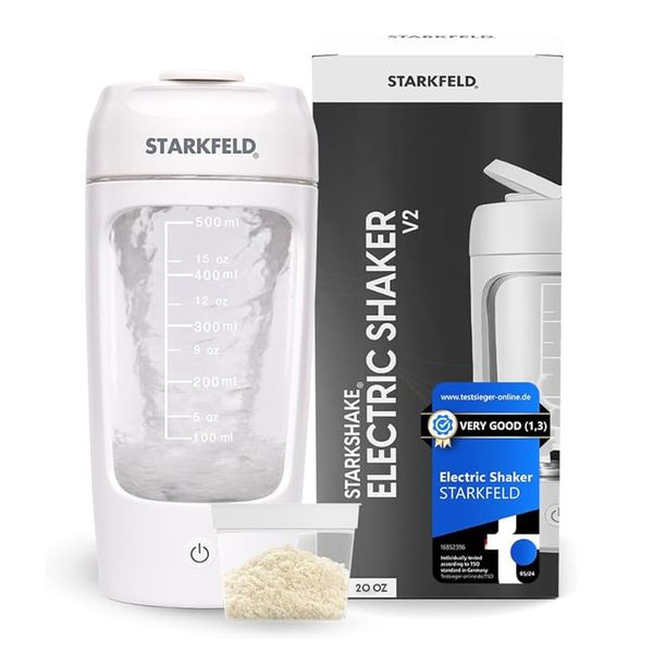 STARKFELD Protein Shaker Bottle | 7000 RPM |Protein Mixer for Perfect Creamy Shake | Includes Supplement Pod | BPA Free Tritan Shaker Cup | USB-C Rechargeable Blender Bottle | 20 Oz