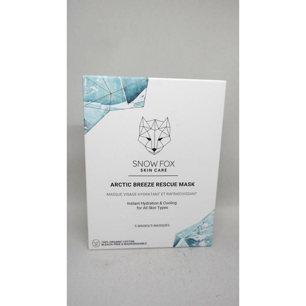 SNOWFOX Skin Care Arctic Breeze Rescue Mask 5 Organic Cotton Masks  New in Box