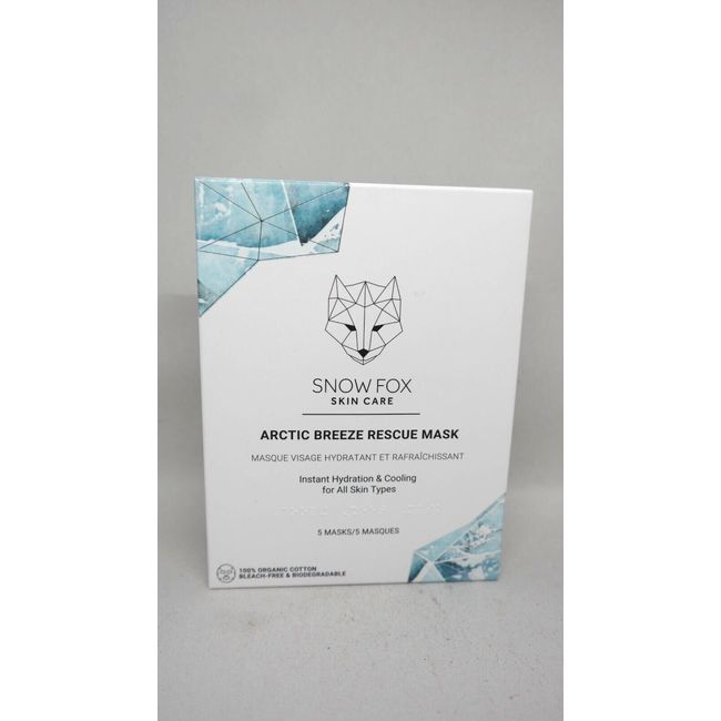 SNOWFOX Skin Care Arctic Breeze Rescue Mask 5 Organic Cotton Masks  New in Box