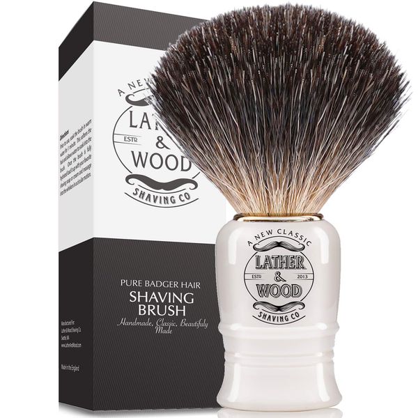 Pure Badger Shaving Brush –Premium Handmade in England – Simply the Best Luxury Men’s Shave Brush (Pure Badger)