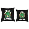 Frog with Gamer Headset Gaming Frog Certified Gamer Throw Pillow