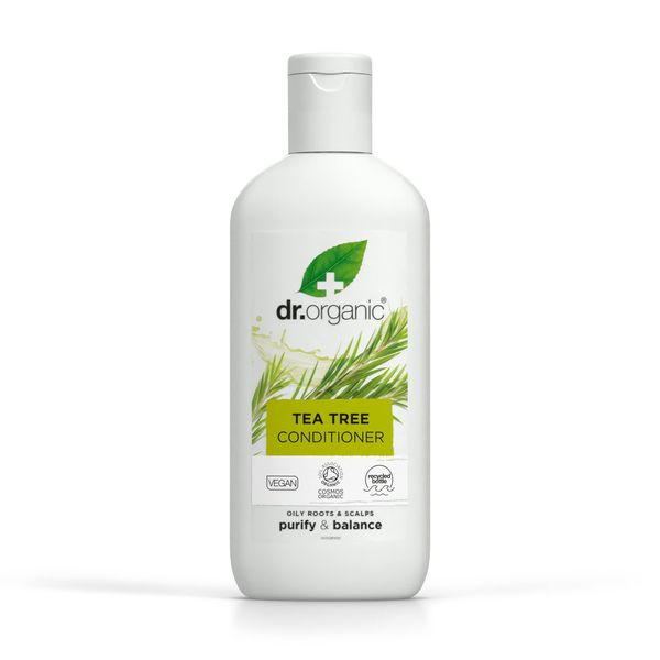 Dr Organic Tea Tree Conditioner, Purifying, Oily Roots & Scalps, Mens, Womens, Natural, Vegan, Cruelty-Free, Paraben & SLS-Free, Certified Organic, 265ml, Packaging may vary