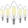 Ascher E12 Candelabra LED Light Bulbs 60 Watt Equivalent Daylight White 5000K...