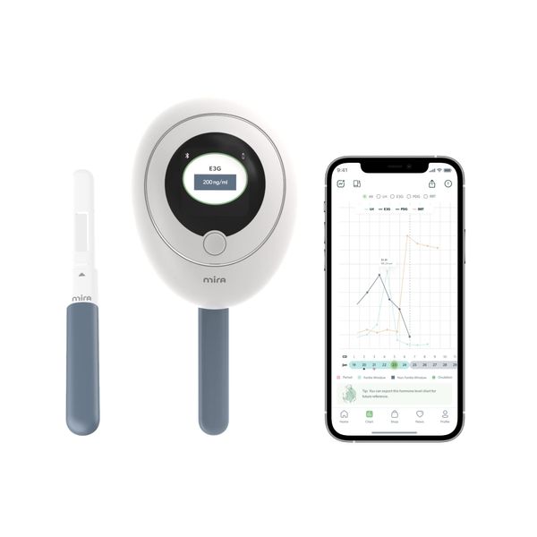 Mira Fertility Monitor Plus Kit for Women, Predict and Confirm Ovulation & Fertility Window with Mira Digital Tracker, 10 Plus Test Strips to Track E3G and LH Hormone Levels at Home + Mira App