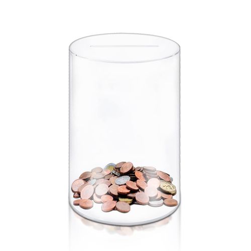 Clear Acrylic Money Box Break to Open Piggy Bank for Adults or Kids Money Saving Box 8"× 5" Transparent