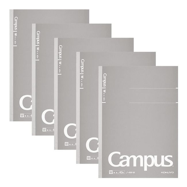 KOKUYO Campus Notebook, Adult Campus, Plain, B5, 40 Sheets, Pack of 5, No - 4W-MX5SET Gray