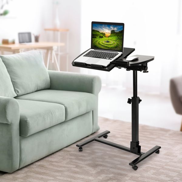  Laptop Desk Adjustable Height Laptop Stand Rolling Table Notebook W/ 4 Casters