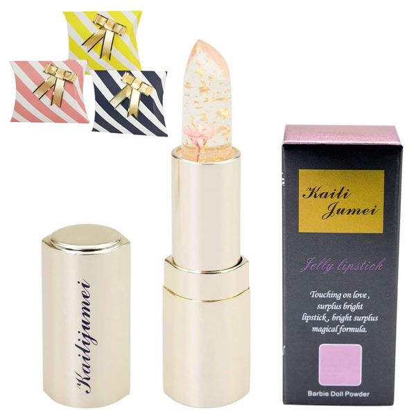 Kailijumei Genuine Flower Lip Tient Magic Color Lipstick with Gold Powder Flower Lip Balm Jelly Lipstick