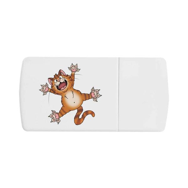 'Splat Ginger Cat' Pill Box with Tablet Splitter (PI00033537)