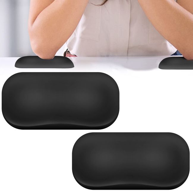 EBANKU 2Pcs Nail Arm Rest Elbow Rest Pads for Desk,Wrist Arm Rest Cushion Support Ergonomic Non-Slip Manicure Hand Rest for Acrylic Nails Tech,Office,Gaming (Black)