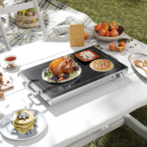 HOMCOM Electric Warming Tray with Adjustable Temperature for Parties Black