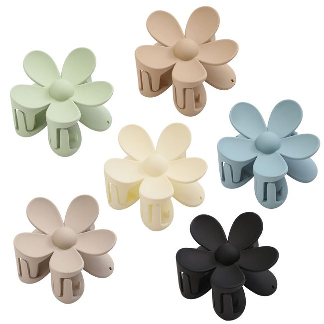 XIXKOLYU® 6PCS Matte Blume Haarspangen, große Kralle Clips für Frauen dick/dünnHaar, große niedliche Haarspangen für Frauen Mädchen Geschenke