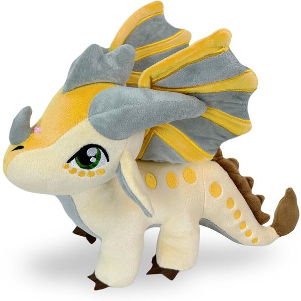 Kobataro Wings Dragon Plush Toys Stuffed Animal Plushies Cute Dragon Figure Merch Present for Kids Boys Girls Aged 3+(Silver Gold)