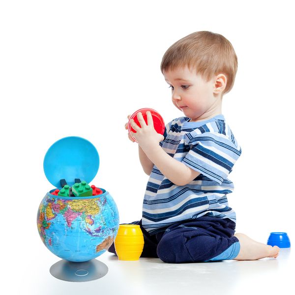 iTouchless 100% Touchless Round Motion Sensor Toy Box - Globe