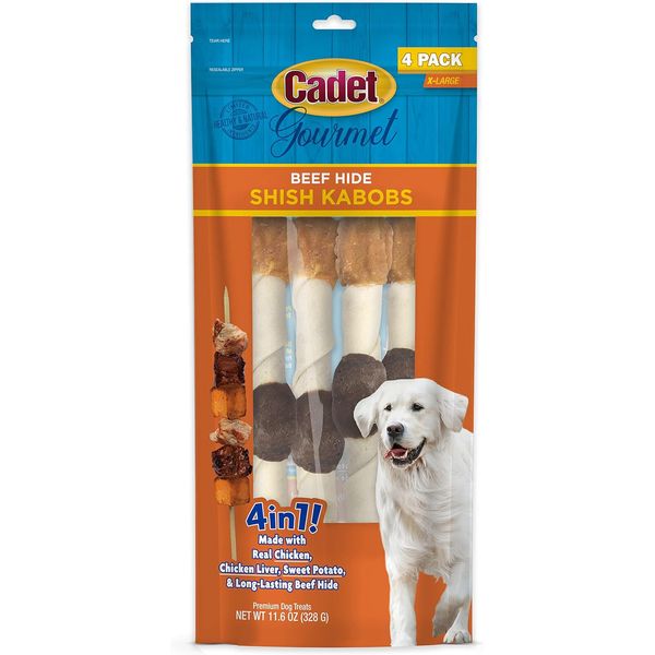 Gourmet Shish Kabob Dog Treats for Large Dogs, Healthy & Natural Chicken & Sweet