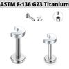 16G 5/16" Titanium Internally Threaded Moon Ear Tragus Flatback stud Labret Ring