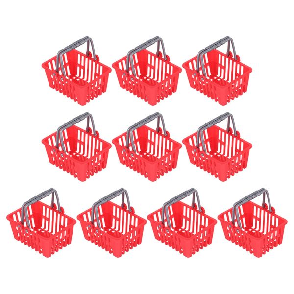 Mini Plastic Baskets 10Pcs Mini Shopping Basket with Handles Grocery Basket Small Toy Kitchen Basket for Party Favors Kitchen Toys Dollhouse Accessories