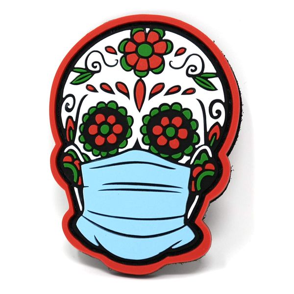Dia de Los Muertos Skull with Face Mask Tactical Patch | Halloween Morale Patch