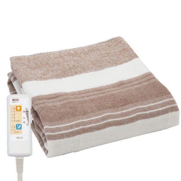 Koden CWS403B-BG Electric Blanket Layer, 51.2 x 31.5 inches (130 x 80 cm), Brown, Washable, Antibacterial, Deodorization, Good Morning Timer, Room Temperature Sensor, 12hOFF, Slide Temperature