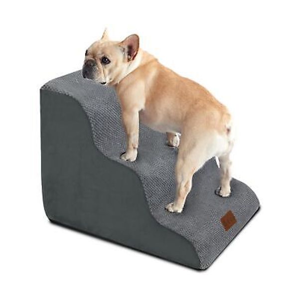 Dog Stairs for Small Dogs, 3-Step Dog Ramp for Bed, Pet Stairs Non-Slip Botto...