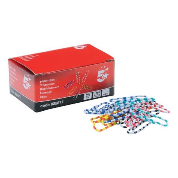 5 Star Zebra Paperclips Length 28mm Assorted [Pack of 150]