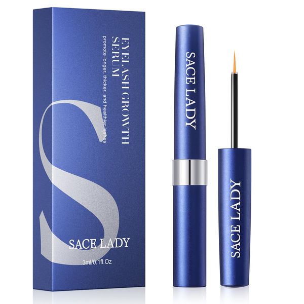 SACE LADY Eyelash Growth Serum for Longer Thicker and Fuller Lashes, Lash & Brow Enhancing Serum with Natural & Gentle Formula No Darken Eyelids, Eyelash Extensions 3ml