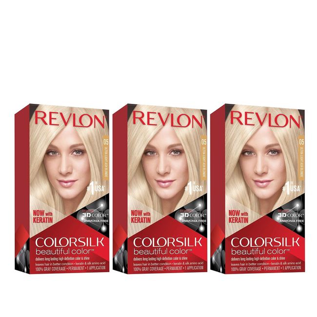 Permanent Hair Color by Revlon, Permanent Hair Dye, Colorsilk with 100% Gray ...