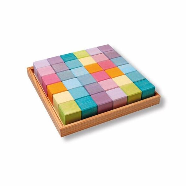 Grimm&#39;s GRIMM&#39;S Toys Educational Toys Building Blocks Interior Pretend Play Pastel Mosaic Cube SH43111