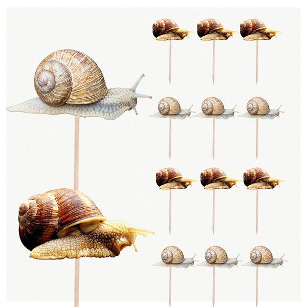 Snail Pet Birthday Cupcake & Party Food Toppers Decorations Picks 14 Pack