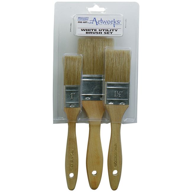 PRO ART 3-Piece White Bristle Utility