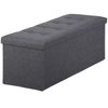 Folding Storage Ottoman Bench 43Inch Footrest Storage Chest w/Divider Dark Gray