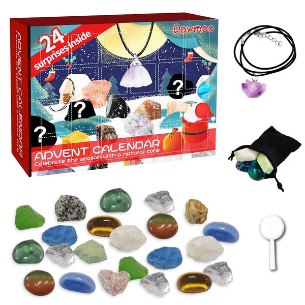 YushengTai Adventskalender 2024, Essence Adventskalender 2024, Adventskalender Kristalle, Natürlichen Mineralien Und Edelsteine, Adventskalender 2024 Kinder, Weihnacht Geschenk Für Mädchen Jungen