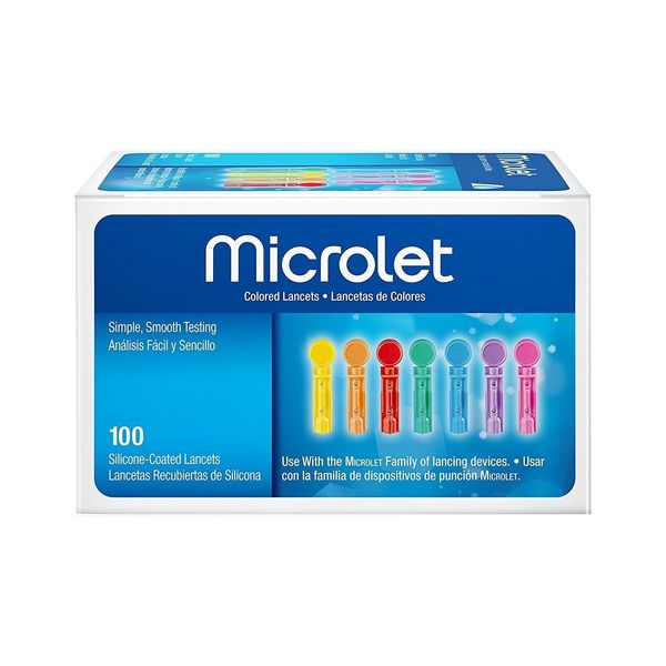 Bayer Microlet Colored Lancets Silicone-Coated Simple Smooth Testing 100 Count