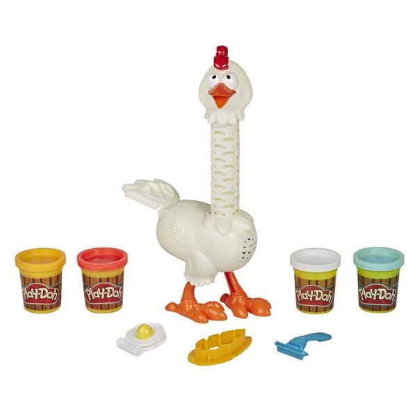 Play-Doh Animal Crew Cluck-A-Dee Feather Fun Chicken Toy Farm Animal Playset with 4 Non-Toxic Colors