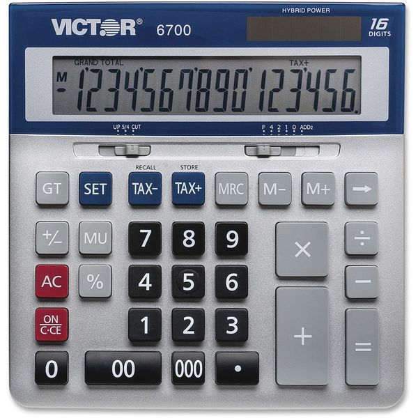 Victor 16-Digit Desktop Calculator, Silver, Blue