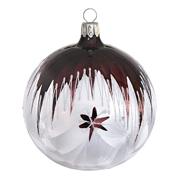 Jingle Bells Lauscha Christbaumkugel weiß/Bordeaux 6cm