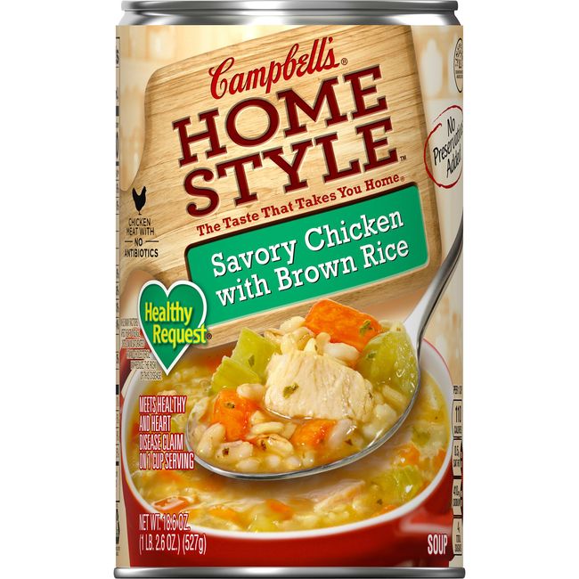 Campbell's Homestyle Healthy Request Soup, Savory Chicken Soup with Brown Rice, 18.6 Oz Can (Case of 12)