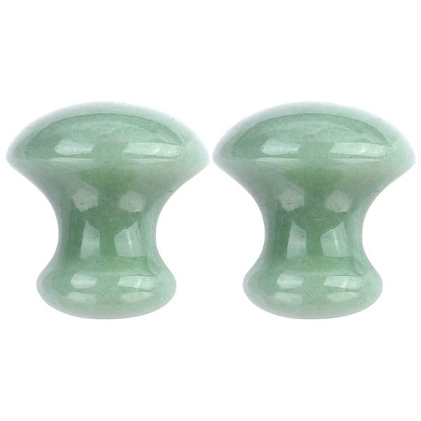 OSALADI 2Pcs Gua Sha Facial Tools, Green Jade Quartz Mushroom Face Massage Gua Sha Rollers Stones Scraping Massage Tool for Women Home Spa