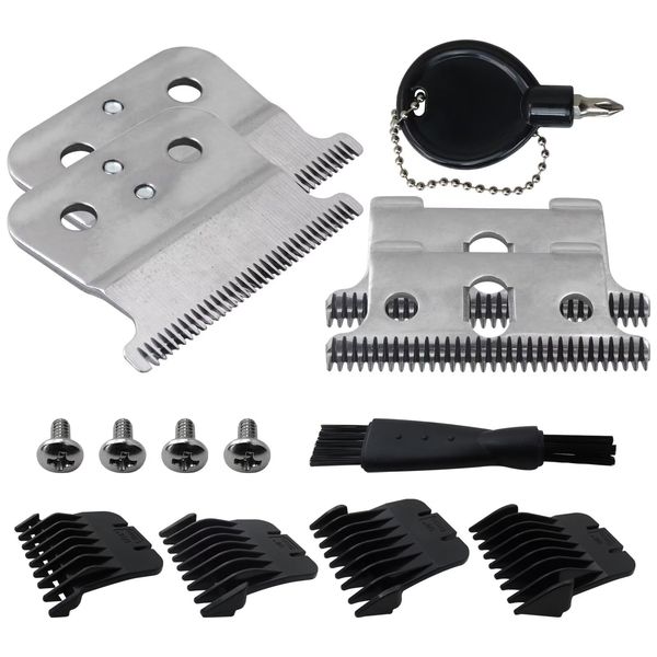 Trimmer Blades Set with Limit Combs & Brush Compatible for Andis G GO GTO GTX Trimmers T Outliners Blades