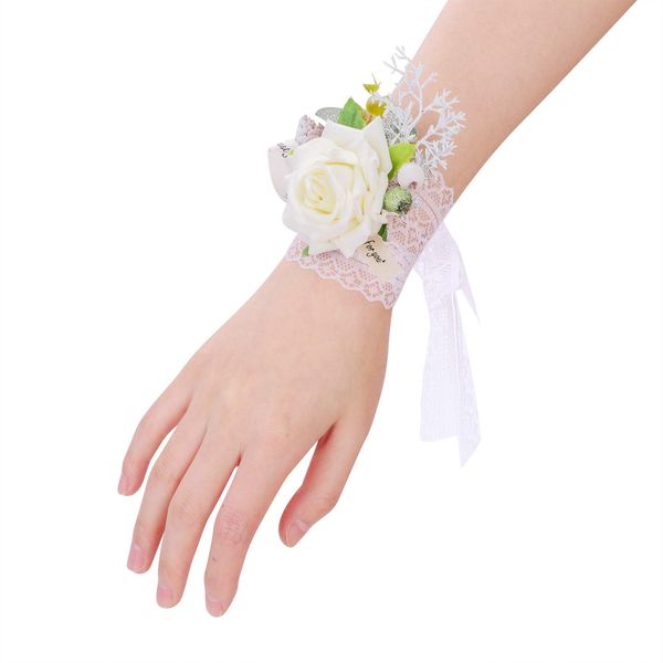 Bride Garland Flower Bracelet Women's Girls Stylish Artificial Flower Corsage Decorative Flower Wreath Wrist Decoration Flower Bracelet Wedding Accessory Flower Leis Wedding Reception After-Party