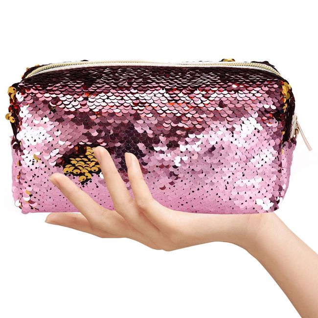 Reversible Sequin Flip Color Change Pink Insulated School Lunch