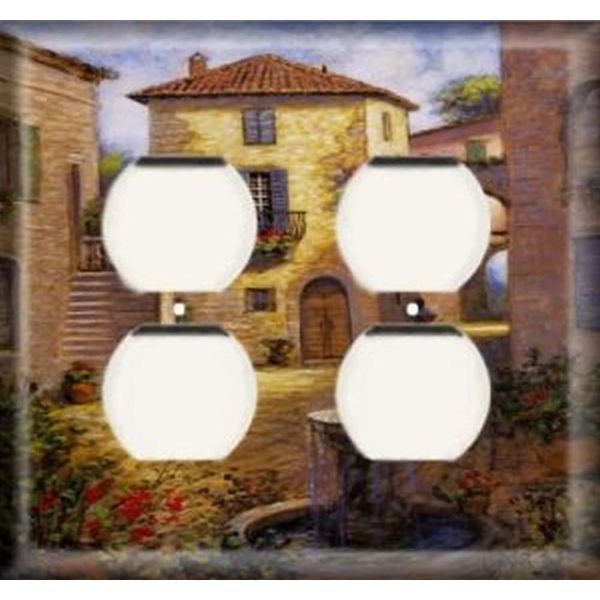 SnazzySwitch Decorative Outlet Cover Plate - Italy Square - Double Duplex Receptacle