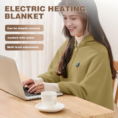 Portable Heated Shawl, 2025 Upgraded Portable Heated Shawl Wraps for Women, Heated Blanket USB Powered with 3 Heating Levels & 15s Fast Heating, 58"X 32" Portable Heating Blanket (Green)