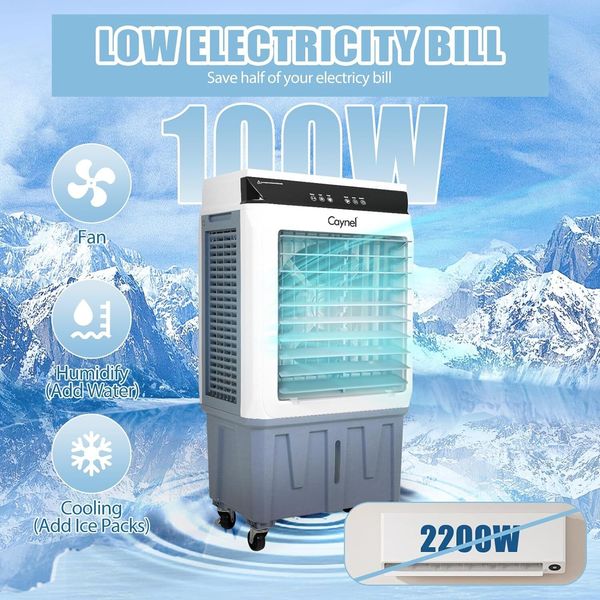 Touch Screen 5.3 Gallon Water Tank Evaporative Swamp Cooler with 3-Speed Fan