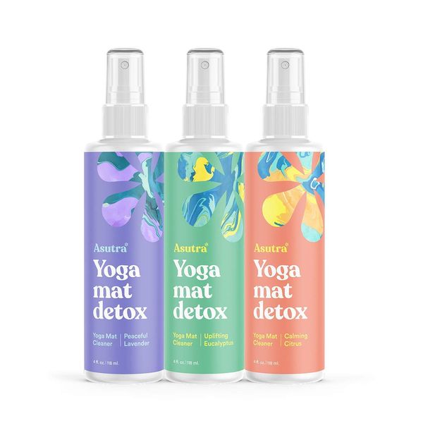 ASUTRA Organic Yoga Mat Cleaner Bundle Pack, 4 fl oz (Pack of 3) | Works for All Mats & No Slippery Residue | Restores and Refreshes Yoga Mats and Props | Citrus, Eucalyptus, and Lavender | Deep-Cleansing Natural Cleaner for Fitness Gear & Gym Equipment