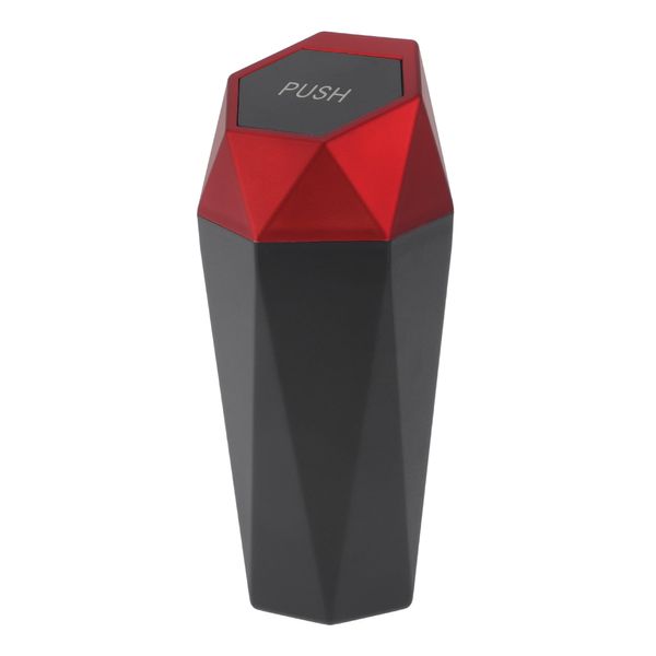 A ABSOPRO Car Trash Can Portable 3.5" Width 7.9" Height Trash Bin Plastic Red 1 Pcs