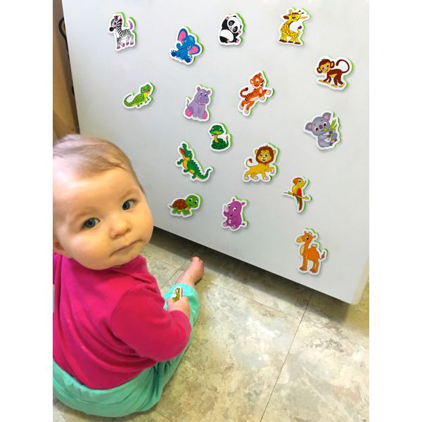 Roter Kafer 16 Foam Zoo Animals Magnets - Big Baby Magnets Age 1+ - Fridge Magnets for Kids - Magnetic Toys - Animal Toys - Baby Development Toys - Toddler Toys - Educational Toys for 1 Year Old