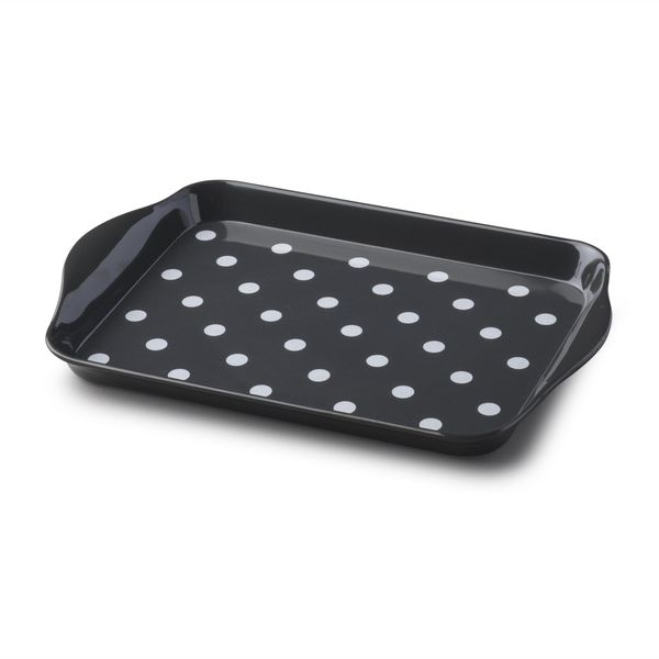 Zeal G200T Mini Serving Tray, Dotty Design 18cm x 14cm Dark Grey